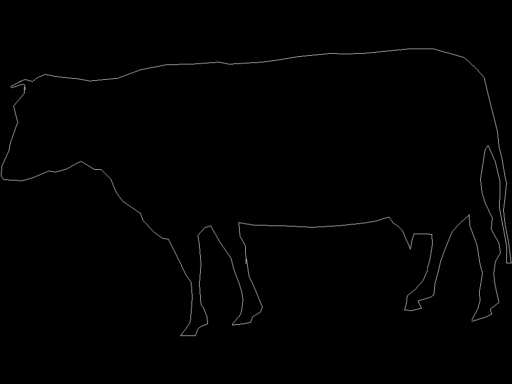 vista lateral de silhueta de vaca