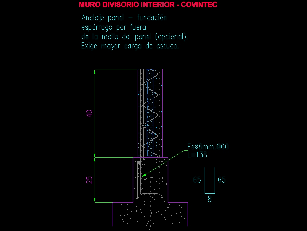 Interior dividing wall covintec - construction system