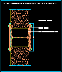 Union de muros simples a la vista de blocks de cemento con pilar metalico