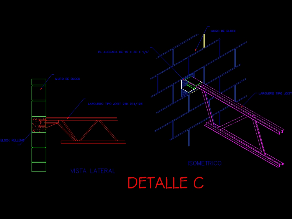 Detalle de estructura de techo metálica