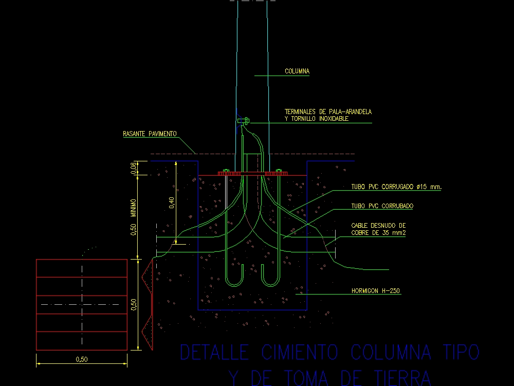 Foundation lighting column in AutoCAD CAD (27.99 KB) Bibliocad
