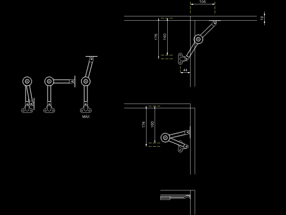 Hydraulic arm for projecting doors