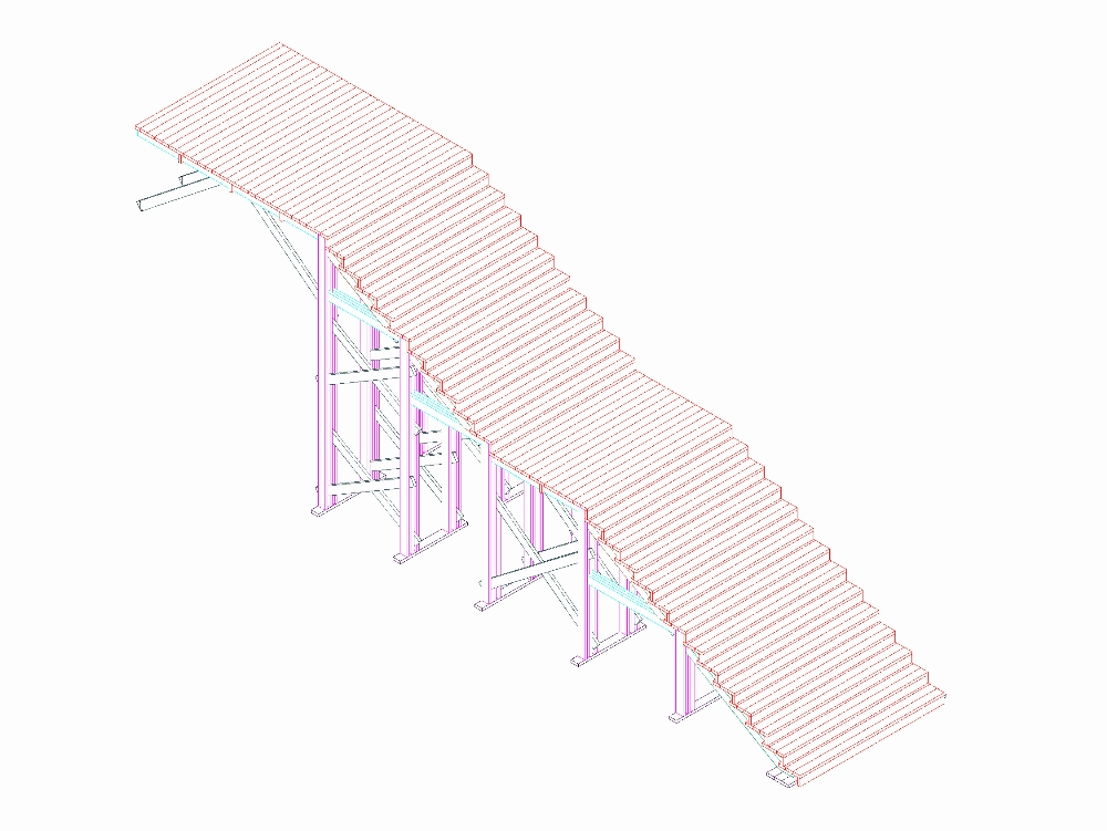 escada de madeira 3d