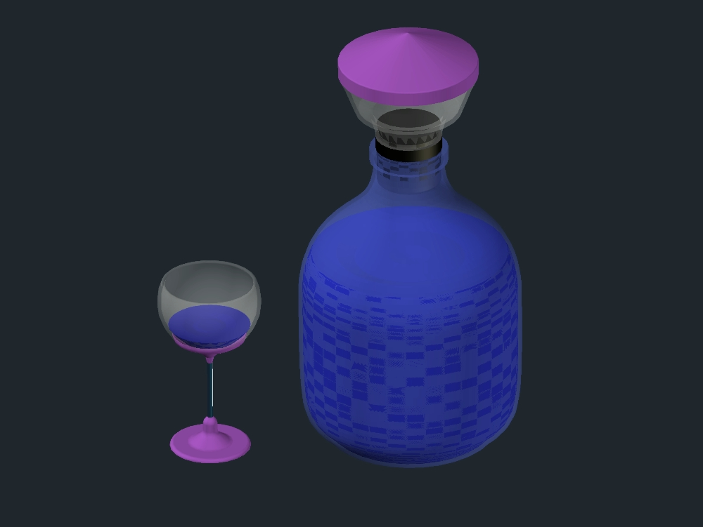 Copa con botella 3D