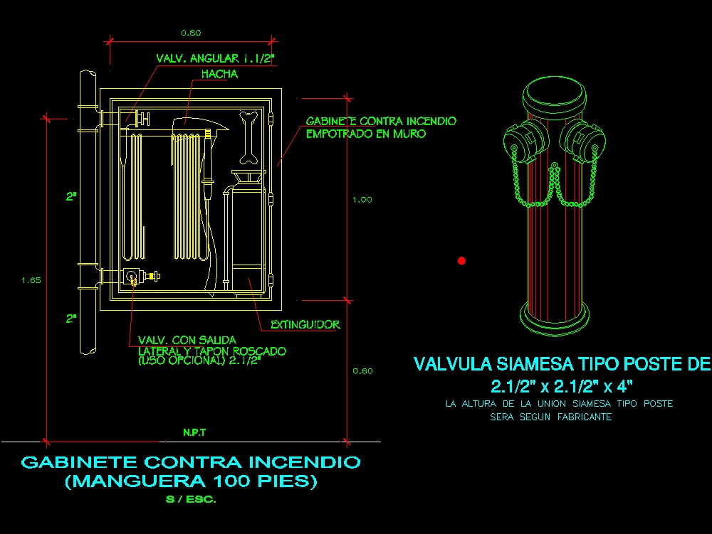 Instalaciones contra incendio en AutoCAD | CAD (31.94 KB) | Bibliocad