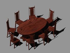 Set of table and chairs in 3D