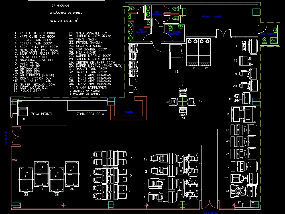 Sala de recreação em AutoCAD, Baixar CAD (1.11 MB)