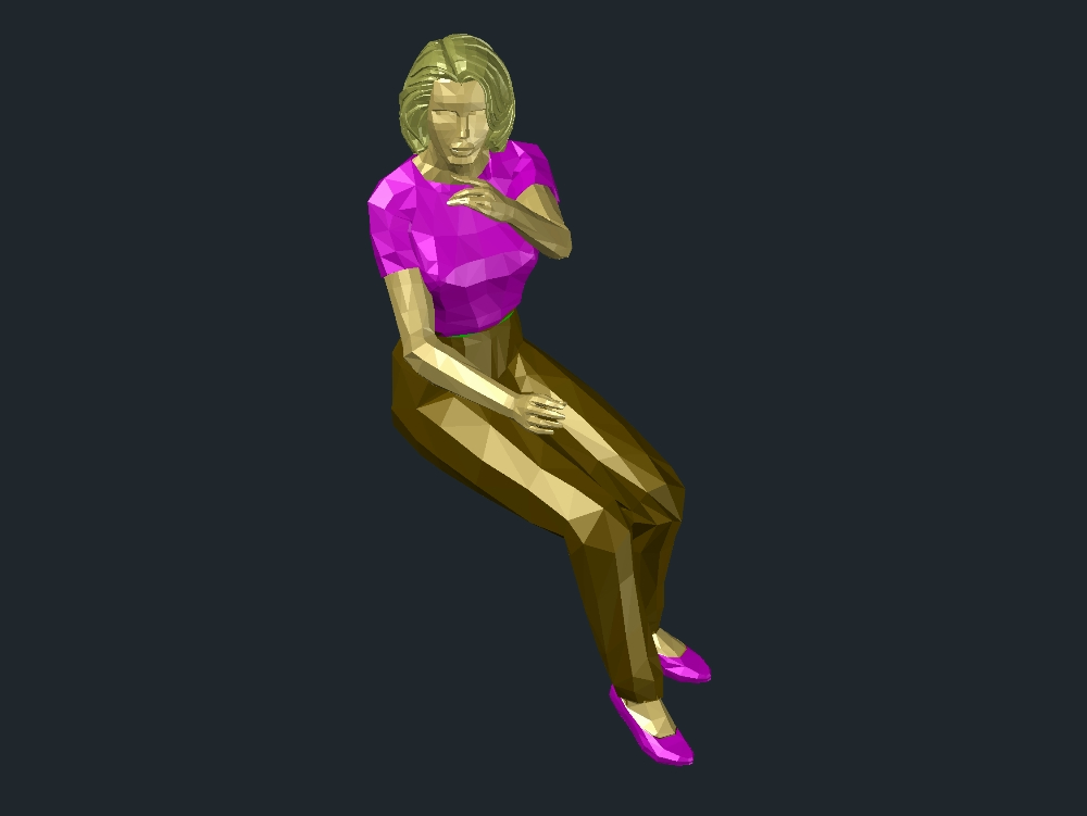 3d woman sitting on chair