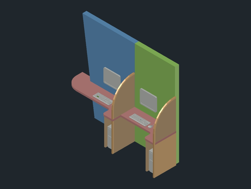 Mueble Estaciones de computadora 3D