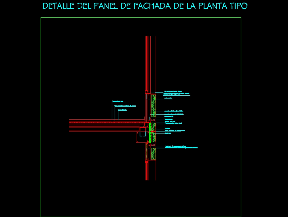 Detail facade panel typical plant -