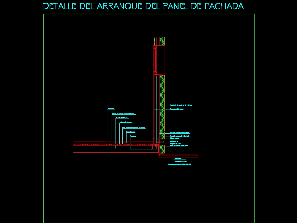 Detail starting facade panel