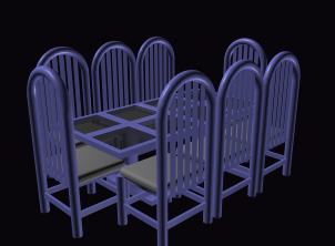 Table de salle à manger avec chaises 3d