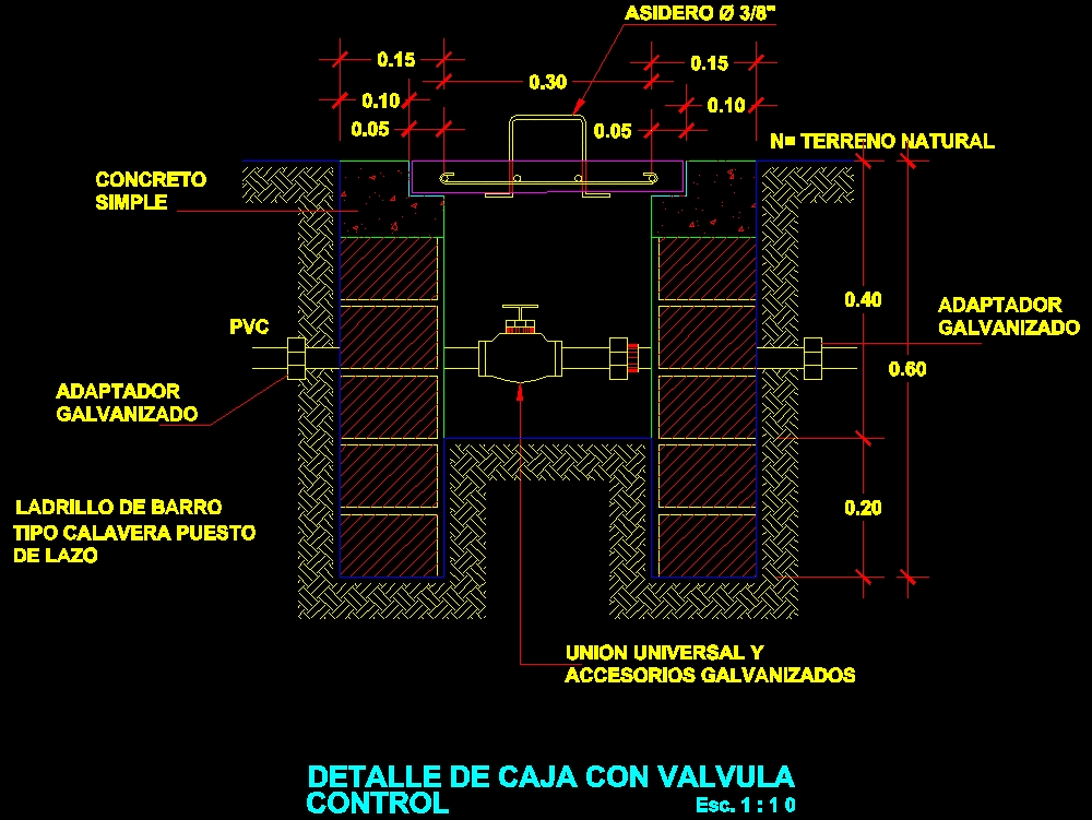 Caja para valvula control de agua potable (26.04 KB) | Bibliocad