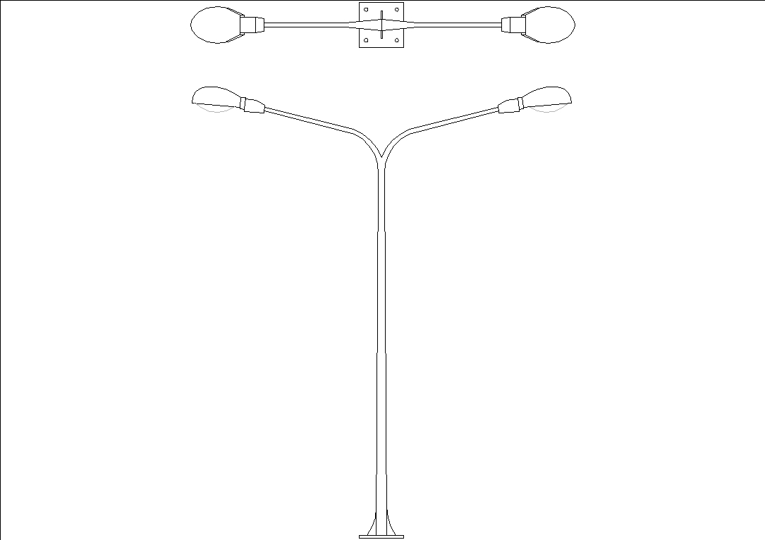 Lighting column with 2 arms