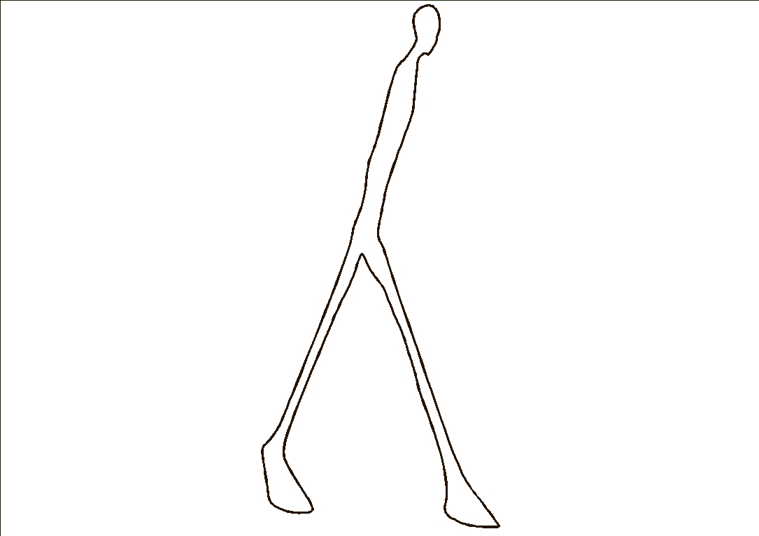 Skizze a. Giacometti – wandelnder Mann