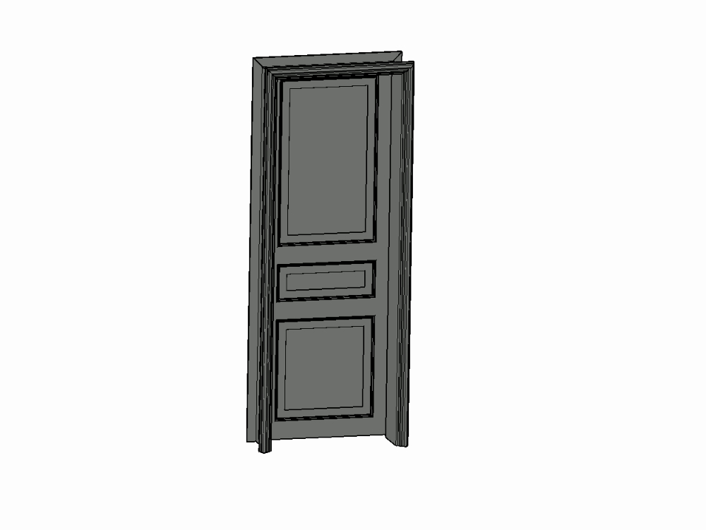 3d door - panel door leaf and frame for 25cm wall