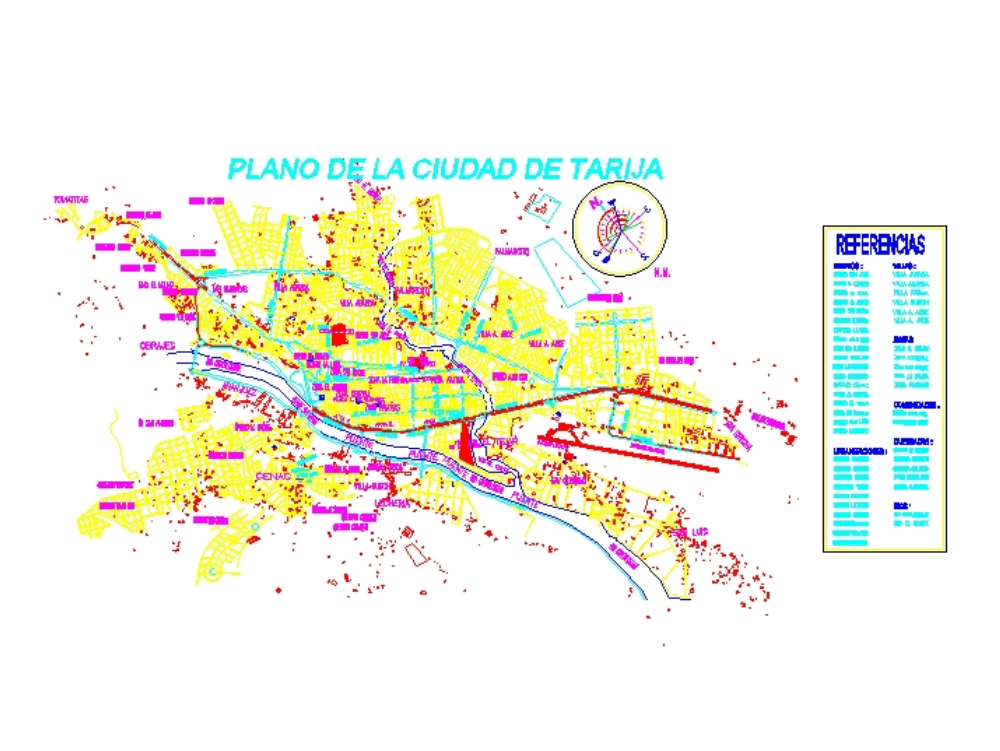 Map of the city of tarija - bolivia.