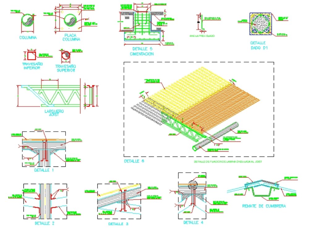 Detalles de cubierta de lamina en AutoCAD | CAD (131.23 KB) | Bibliocad