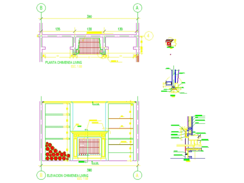 Detalle constructivo hogar - estufa de fuego abierto (75.63 KB) | Bibliocad