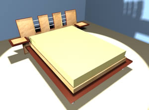 Modernes Bett 3d mit angewendeten Materialien