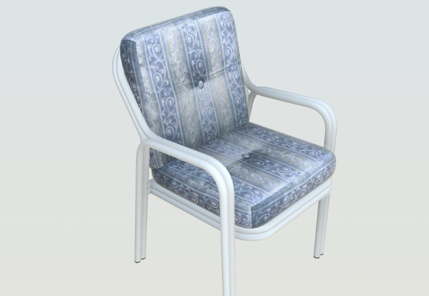 Cadeira de pátio 3D com materiais aplicados