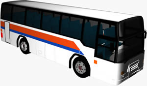 Bus 3d mit angewendeten Materialien