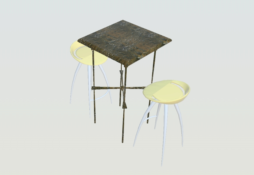 Table haute de bar 3d avec des matériaux appliqués