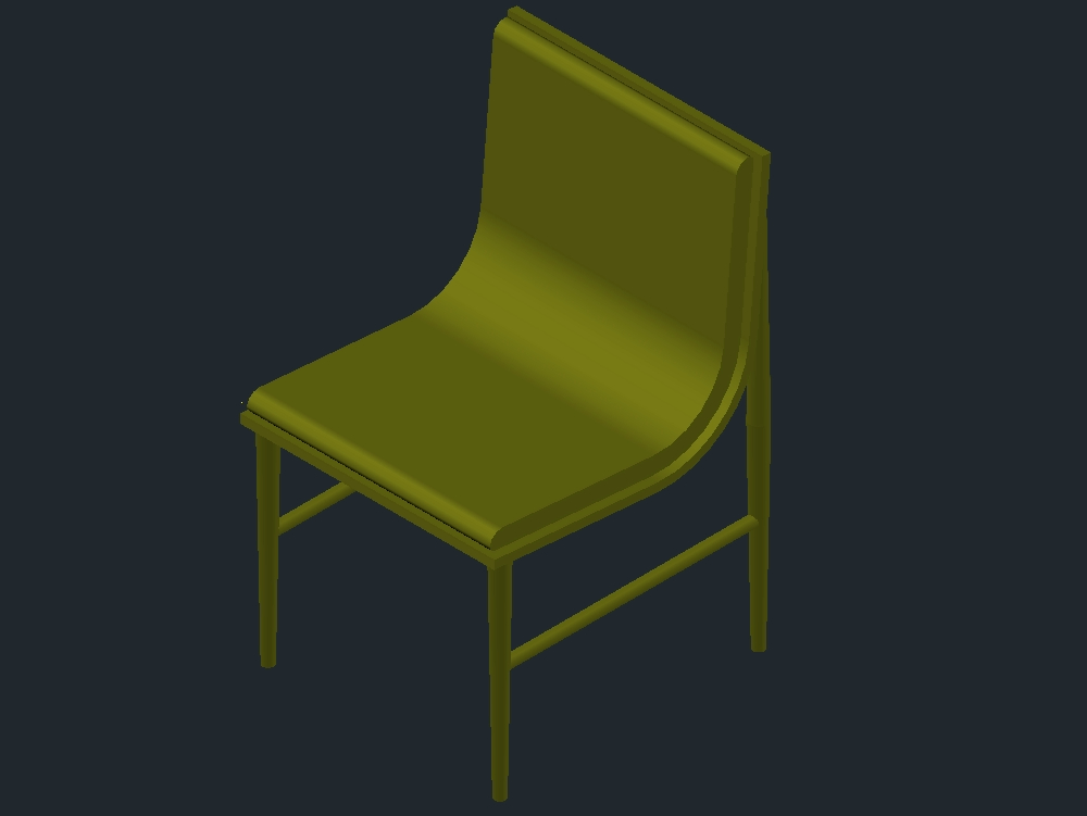 cadeira 3d dos anos 60 com materiais aplicados