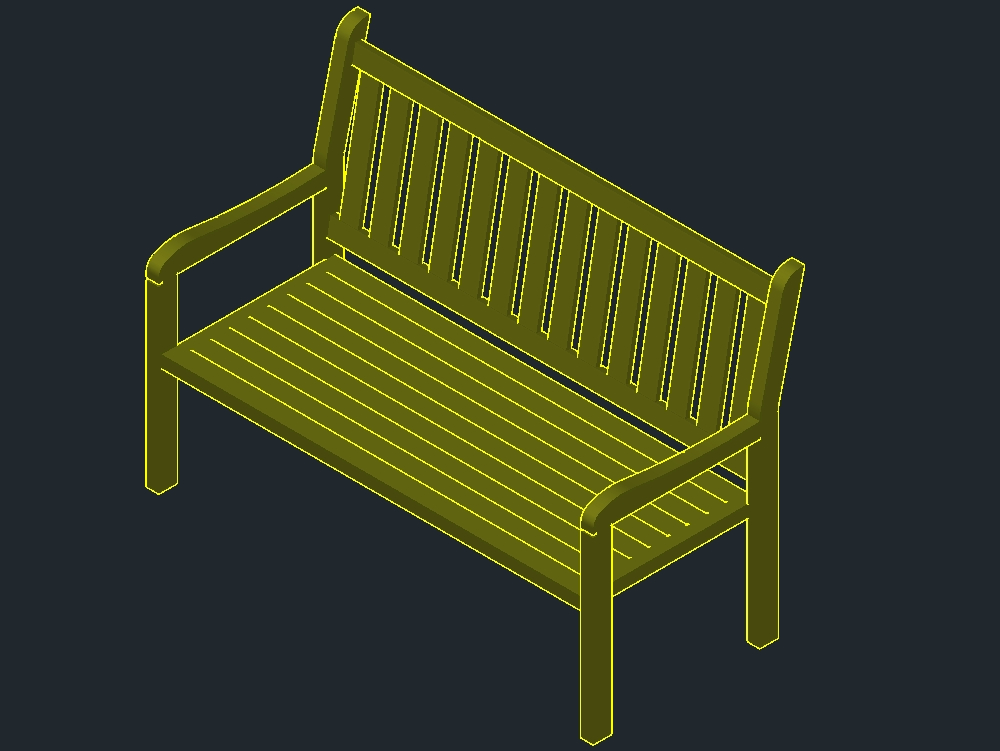 3d wooden garden bench with applied materials