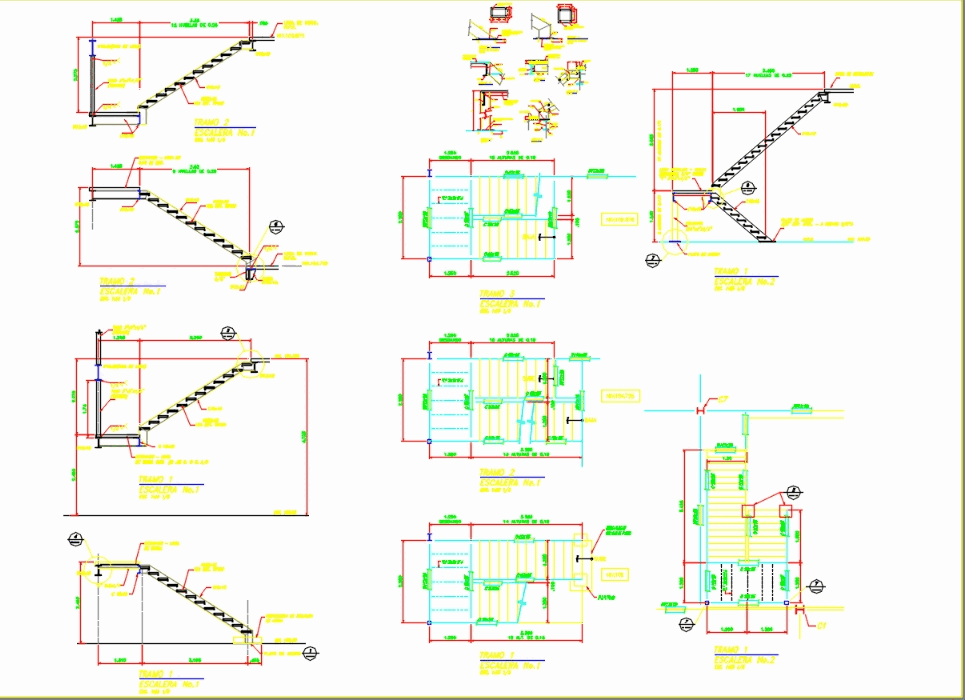 Estructura de acero - escalera comun (183.45 KB) | Bibliocad