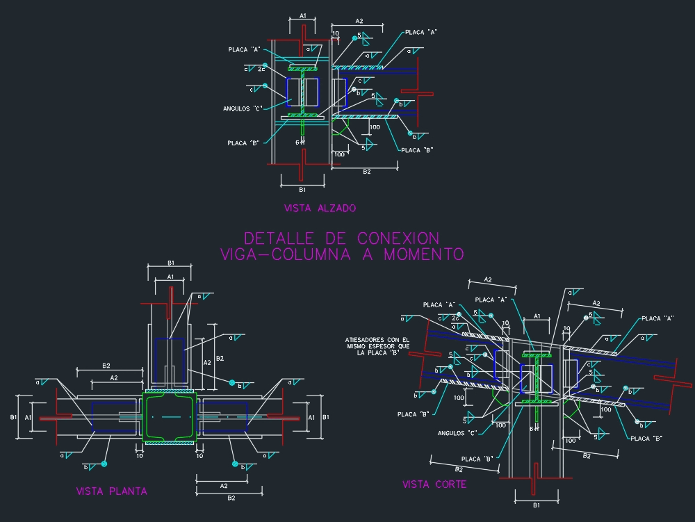 detail connection beam - column to moment 45.23 kb