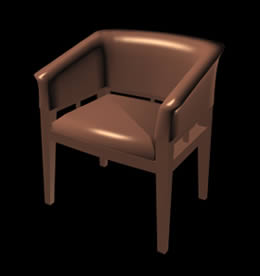 Cadeira 3D com materiais aplicados