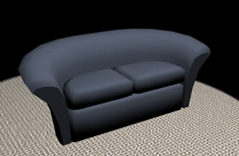 Sofá 3D con materiales aplicados