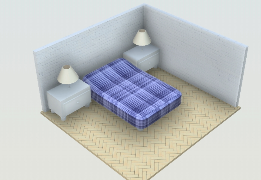 Bed room 3D with applied materials