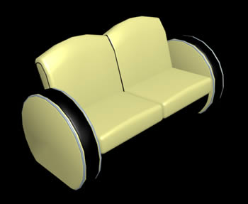 Sofa in Leder 3d