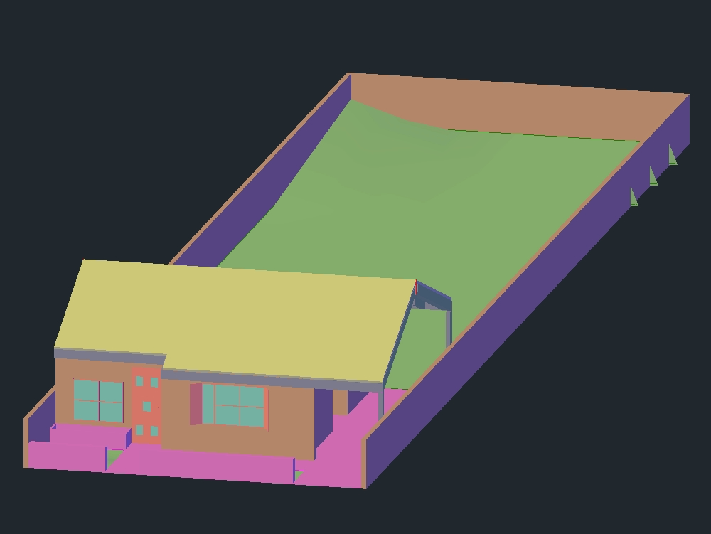 Casa (techo a dos aguas) 3D Materializada