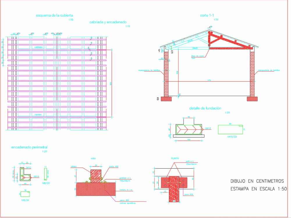 Calculo de una cabriada en madera en AutoCAD | CAD (44.43 KB) | Bibliocad