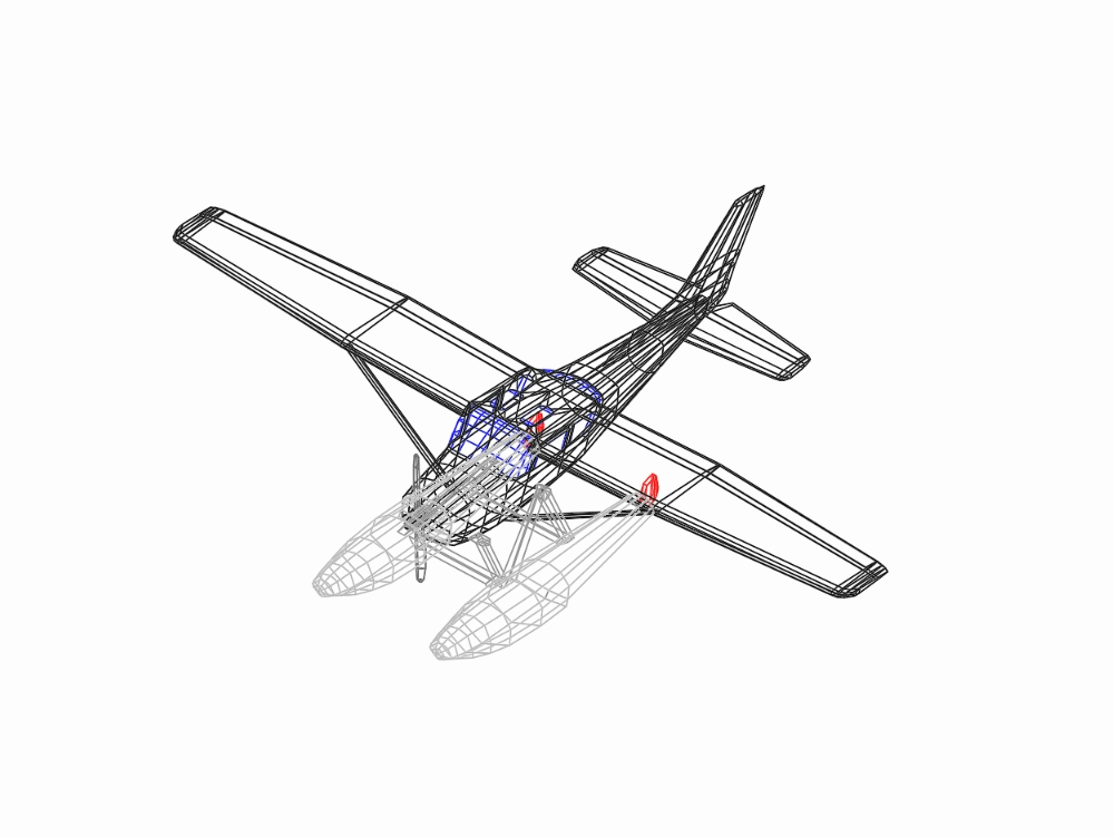 Wasserflugzeug 3D-Modellierung mit angewandten Materialien