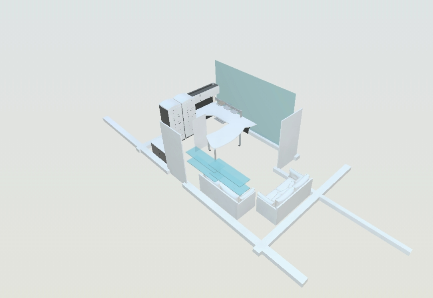 Office in 3D with furnitures