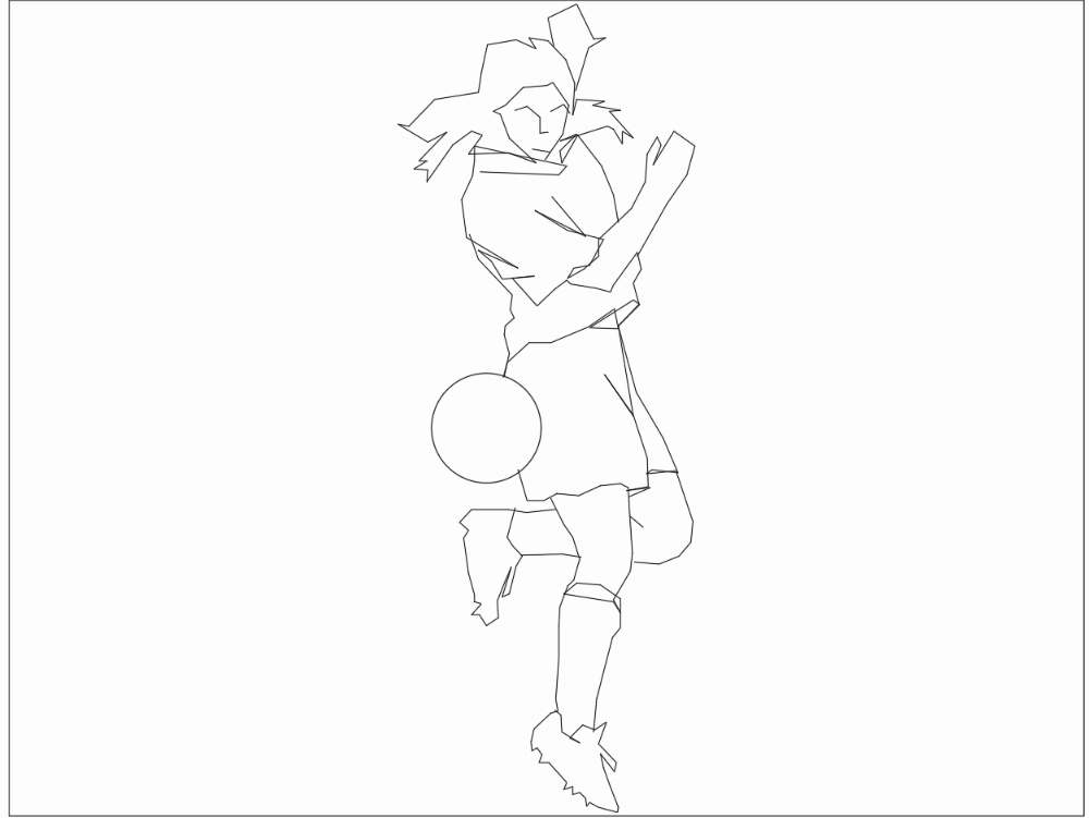 2D-Figur einer Person, die Fußball spielt
