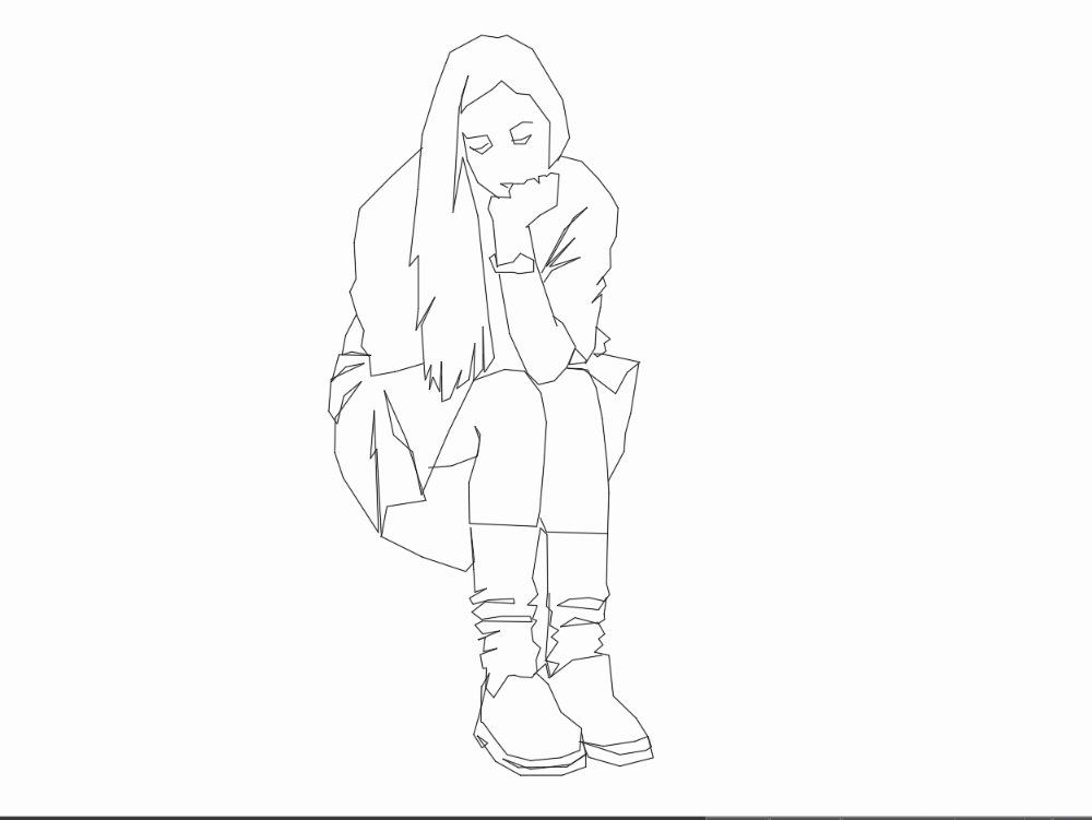 2D-Figur sitzende Frau