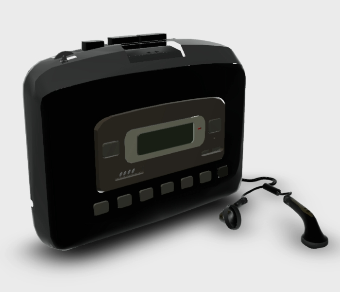 Walkman 3D com materiais aplicados