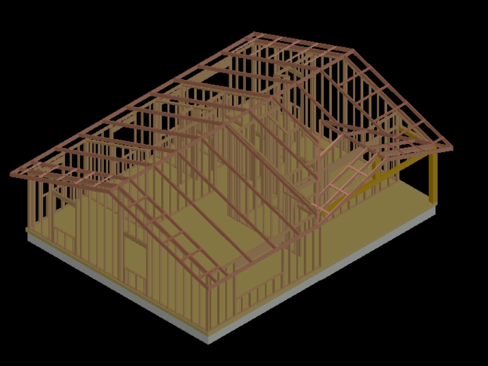 Estructura de madera en 3D.
