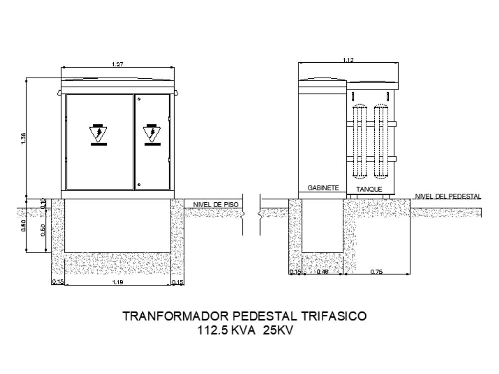Three-phase pedestal transformer.
