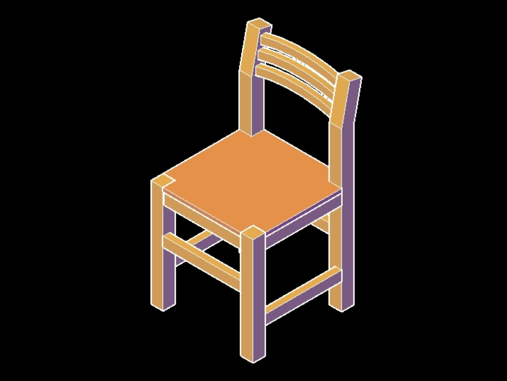 Chaise en bois 3D.