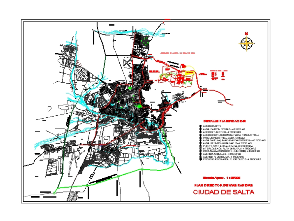 Map of the city of Salta - Argentina.