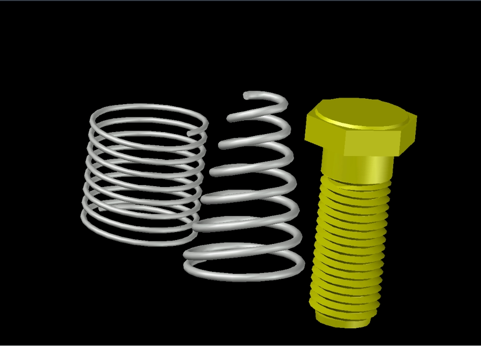3d spring and screw