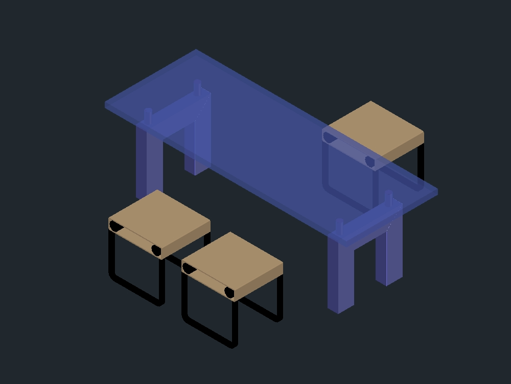 Mesa y bancos 3D