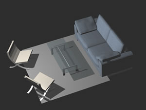 Canapé avec fauteuils 3d