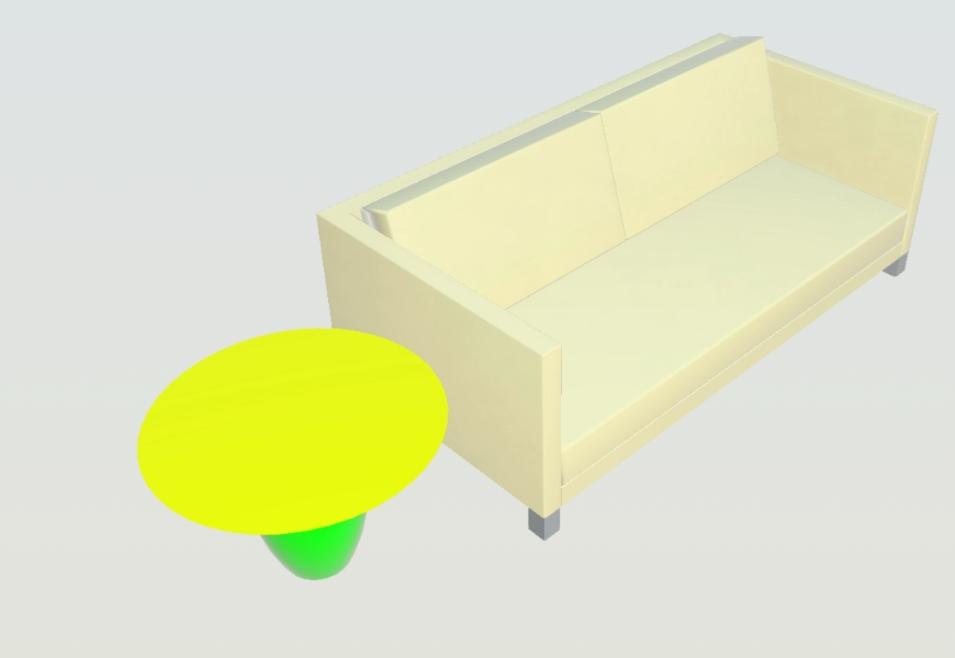 Poltrona e mesa lateral 3D contemporânea
